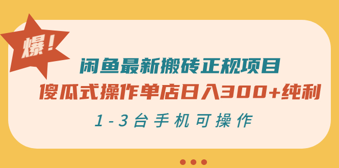 【副业项目3413期】闲鱼最新搬砖正规赚钱项目（手机上赚钱的副业）-千一副业