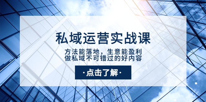 【副业项目4091期】私域运营实战课：方法能落地，生意能盈利，做私域不可错过的好内容-千一副业