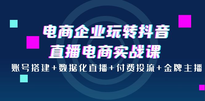 【副业项目4147期】电商企业玩转抖音直播电商实战课：账号搭建+数据化直播+付费投流+金牌主播-千一副业