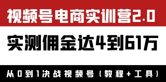 【副业项目4151期】视频号电商实训营2.0：实测佣金达4到61万（教程+工具）-千一副业