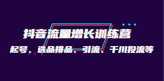 【副业项目4335期】月销1.6亿实操团队·抖音流量增长训练营：起号、选品排品、引流 千川投流等-千一副业