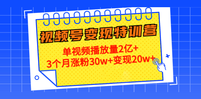 【副业项目4713期】20天视频号变现特训营：单视频播放量2亿+3个月涨粉30w+变现20w+-千一副业