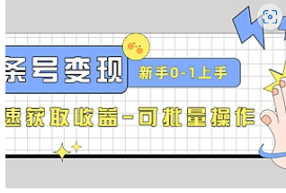 【副业项目4839期】2023头条号实操变现课：新手0-1轻松上手，快速获取收益-可批量操作-千一副业