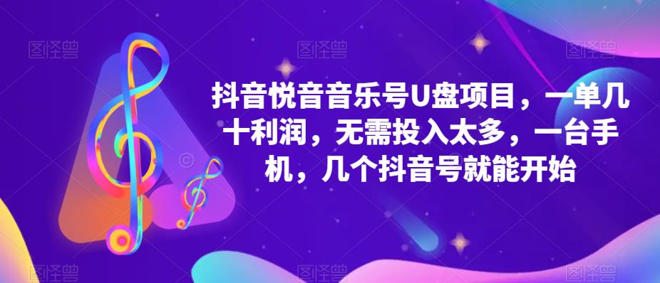 【副业项目5503期】抖音音乐号U盘项目 一单几十利润 无需投入太多 一台手机 几个抖音号就开始-千一副业