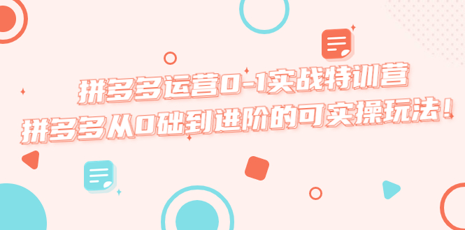 【副业项目5605期】拼多多运营0-1实战特训营，拼多多从0础到进阶的可实操玩法-千一副业