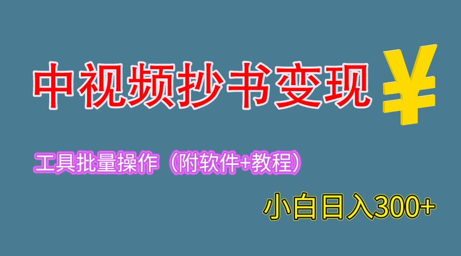 【副业项目6300期】2023中视频抄书变现（附工具+教程），一天300+，特别适合新手操作的副业-千一副业