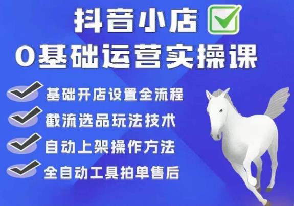 【副业项目6317期】白马电商·0基础抖店运营实操课，基础开店设置全流程，截流选品玩法技术-千一副业