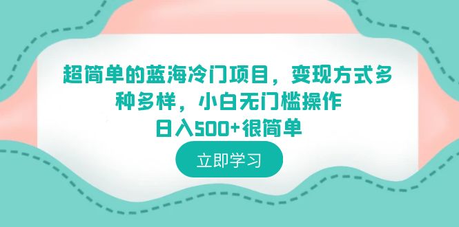 【副业项目6524期】超简单的蓝海冷门项目，变现方式多种多样，小白无门槛操作日入500+很简单-千一副业