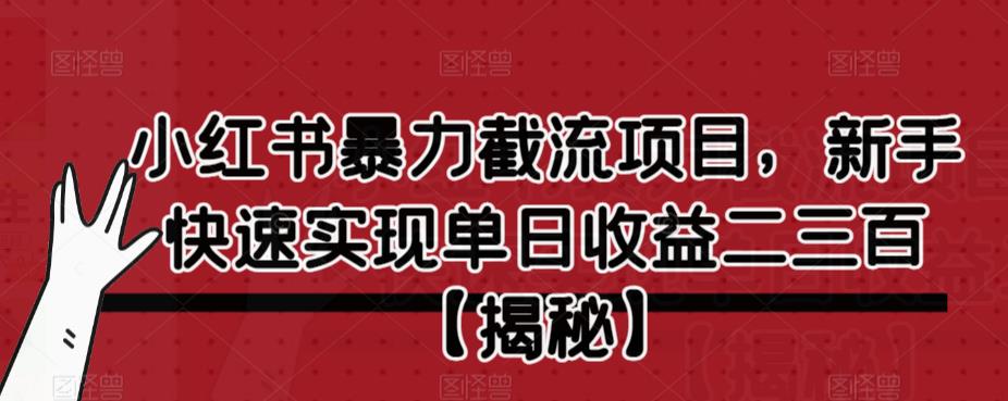 【副业项目6889期】小红书暴力截流项目，新手快速实现单日收益二三百【仅揭秘】-千一副业