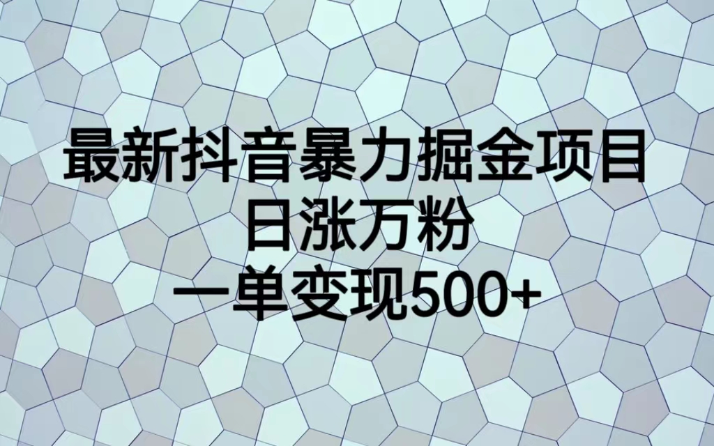 【副业项目6939期】最新抖音暴力掘金项目，日涨万粉，一单变现500+-千一副业