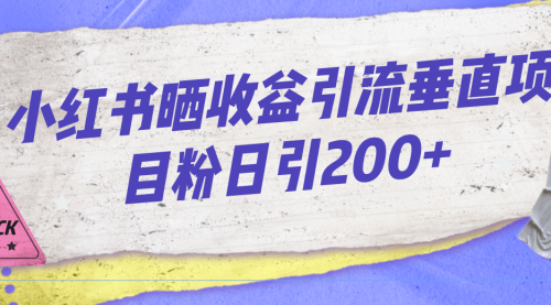 【副业项目7194期】小红书晒收益图引流垂直项目粉日引200+-千一副业