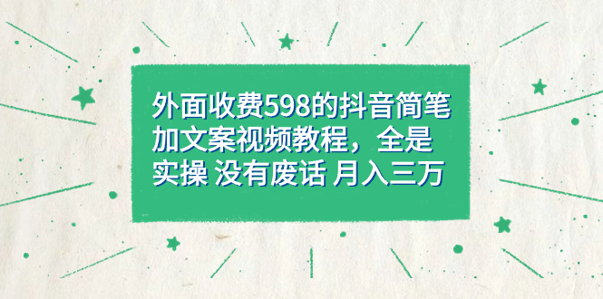 【副业项目7528期】外面收费598抖音简笔加文案教程，全是实操 没有废话 月入三万（教程+资料）-千一副业