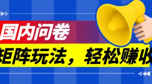 【副业项目7605期】保姆级教程，国内问卷矩阵玩法，轻松赚收益-千一副业