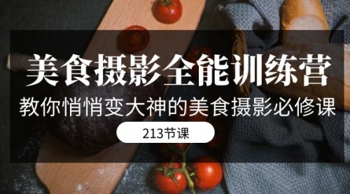 【副业项目7634期】美食摄影-全能特训营，教你悄悄变大神的美食摄影必修课（8套课程-213节）-千一副业