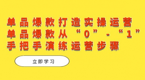 【副业项目7711期】单品爆款打造实操运营，单品爆款从“0”-“1”手把手演练运营步骤-千一副业