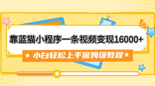 【副业项目7909期】靠蓝猫小程序一条视频变现16000+小白轻松上手保姆级教程（附166G资料素材）-千一副业