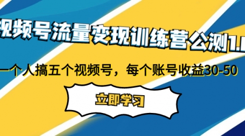 【副业项目8026期】视频号流量变现训练营公测1.0：一个人搞五个视频号，每个账号收益30-50-千一副业