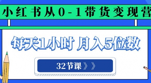 【副业项目8315期】小红书 0-1带货变现营，每天1小时，轻松月入5位数（32节课）-千一副业