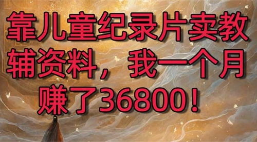 【副业8869期】靠儿童纪录片卖教辅资料，一个月赚了36800！暴力变现2.0版本，喂饭级教学-千一副业