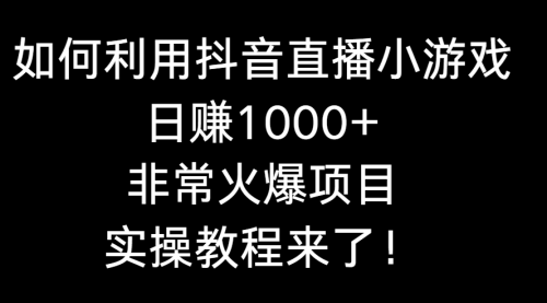 【副业8921期】如何利用抖音直播小游戏日赚1000+，非常火爆项目，实操教程来了！-千一副业