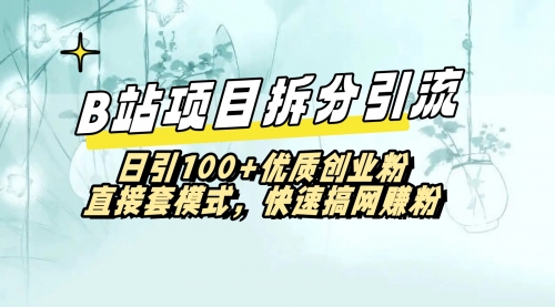 【副业8967期】B站项目拆分引，快速日3100+优质创业粉-千一副业