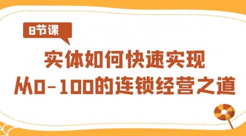 【副业8986期】实体·如何快速实现从0-100的连锁经营之道（8节视频课）-千一副业