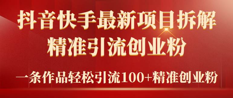 2024年抖音快手最新项目拆解视频引流创业粉，一天轻松引流精准创业粉100+-千一副业