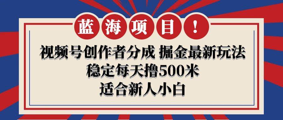 【蓝海项目】视频号创作者分成 掘金最新玩法 稳定每天撸500米 适合新人小白-千一副业