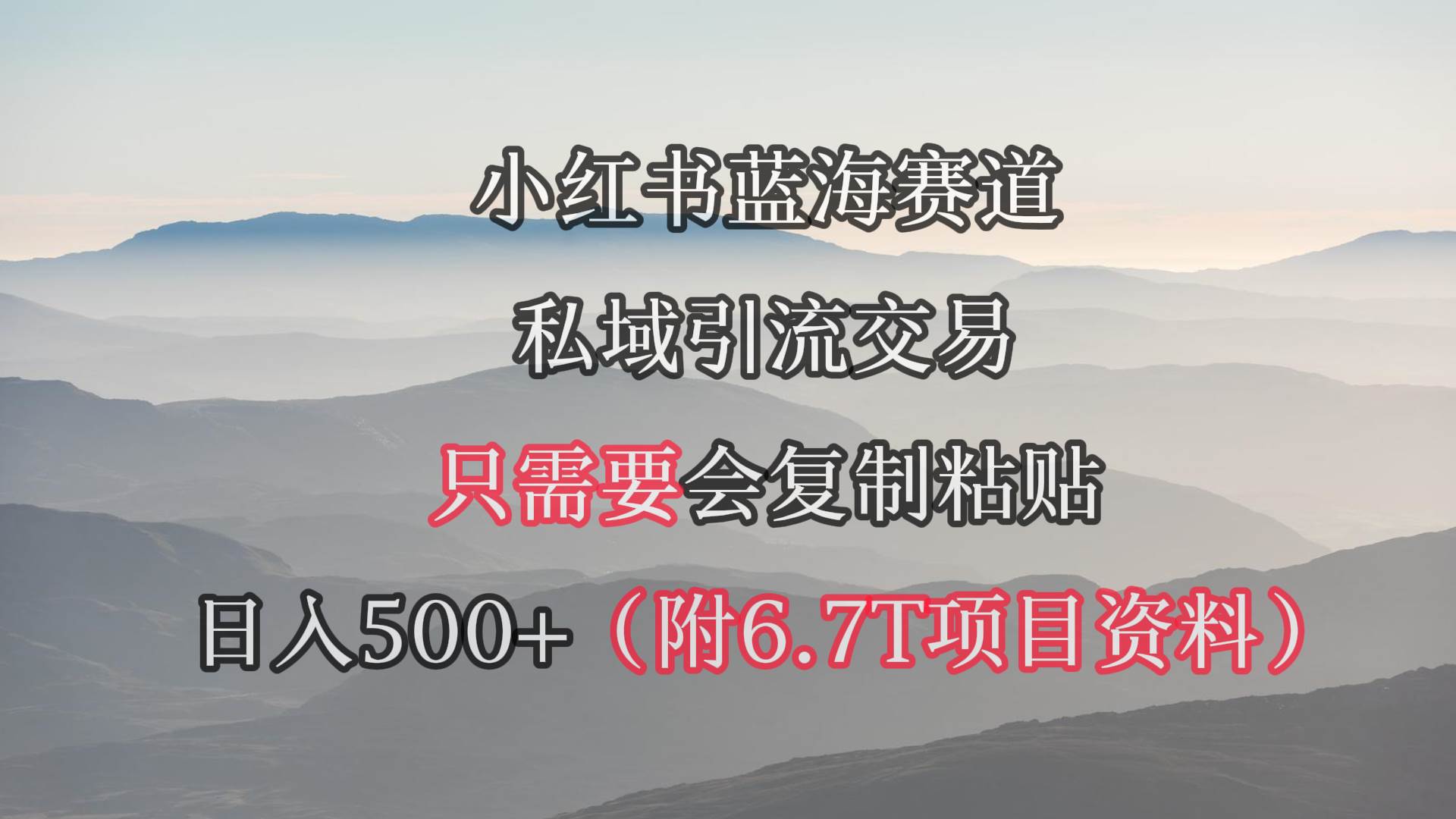 小红书短剧赛道，私域引流交易，会复制粘贴，日入500+（附6.7T短剧资源）-千一副业