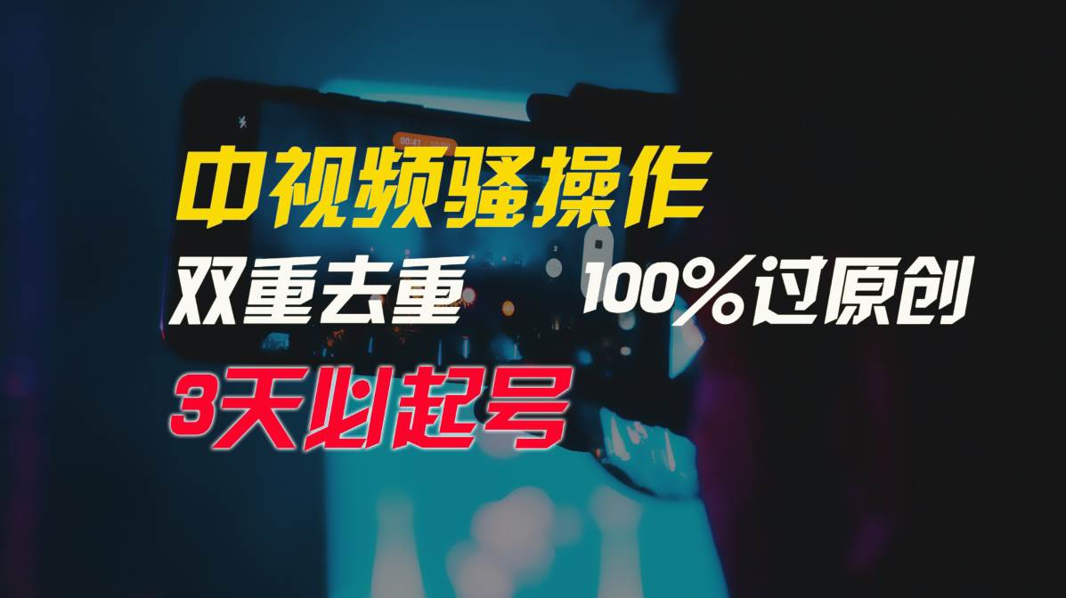 中视频骚操作，双重去重100%过原创，3天比必起号，简单无脑，月入3W+-千一副业