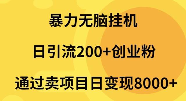 暴力无脑挂机日引流200+创业粉通过卖项目日变现2000+-千一副业