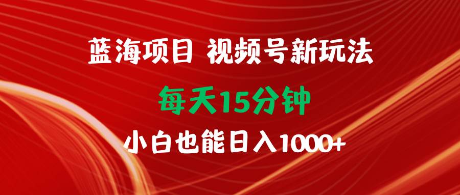 蓝海项目视频号新玩法 每天15分钟 小白也能日入1000+-千一副业