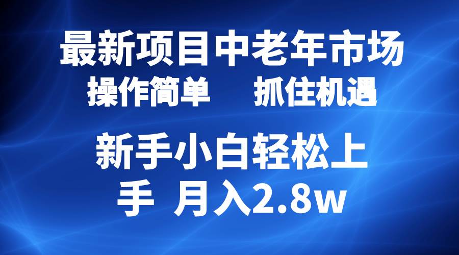 2024最新项目，中老年市场，起号简单，7条作品涨粉4000+，单月变现2.8w-千一副业