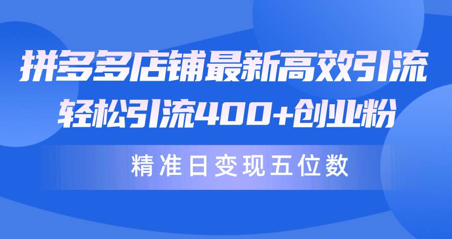 拼多多店铺最新高效引流术，轻松引流400+创业粉，精准日变现五位数！-千一副业