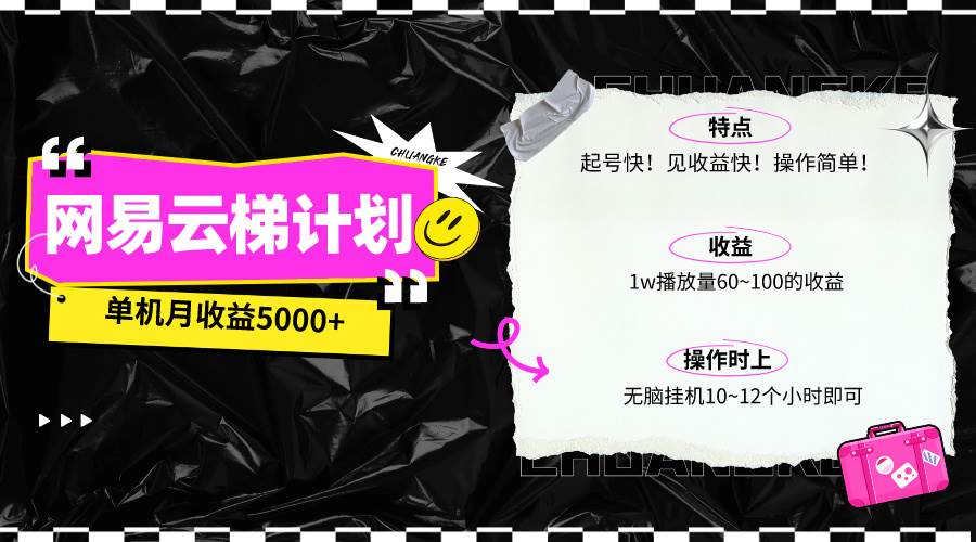 最新网易云梯计划网页版，单机月收益5000+！可放大操作-千一副业