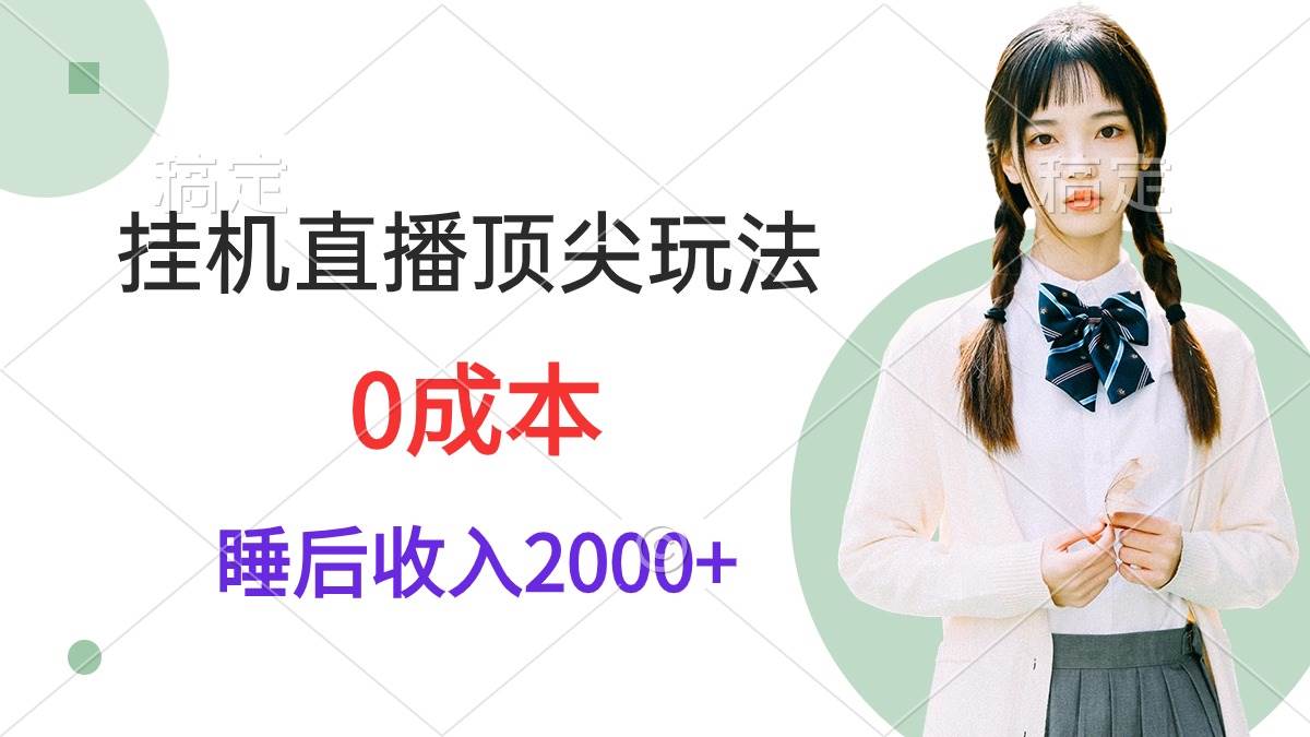 挂机直播顶尖玩法，睡后日收入2000+、0成本，视频教学-千一副业