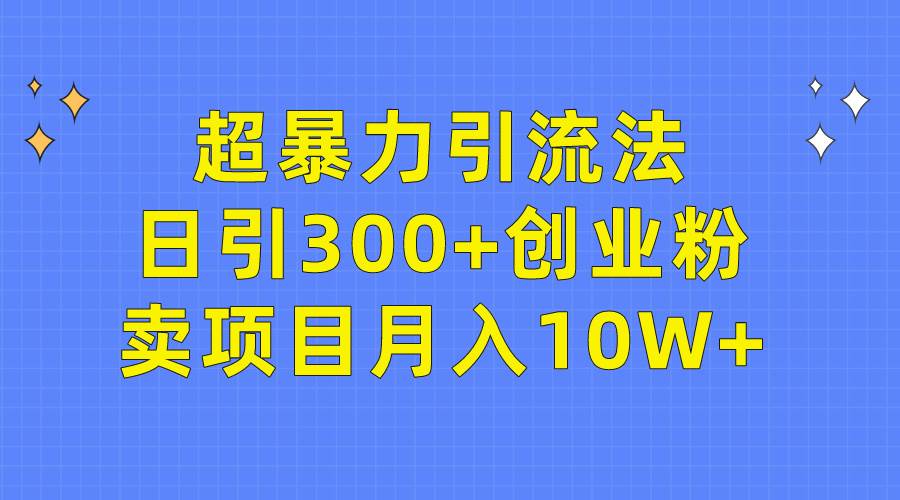 超暴力引流法，日引300+创业粉，卖项目月入10W+-千一副业