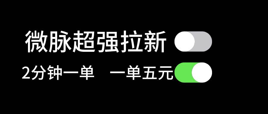 微脉超强拉新， 两分钟1单， 一单利润5块，适合小白-千一副业