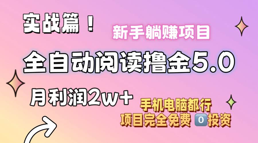 小说全自动阅读撸金5.0 操作简单 可批量操作 零门槛！小白无脑上手月入2w+-千一副业