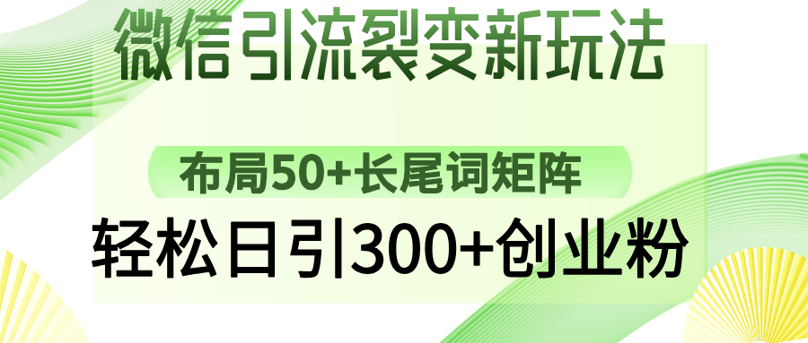 微信引流裂变新玩法：布局50+长尾词矩阵，轻松日引300+创业粉-千一副业