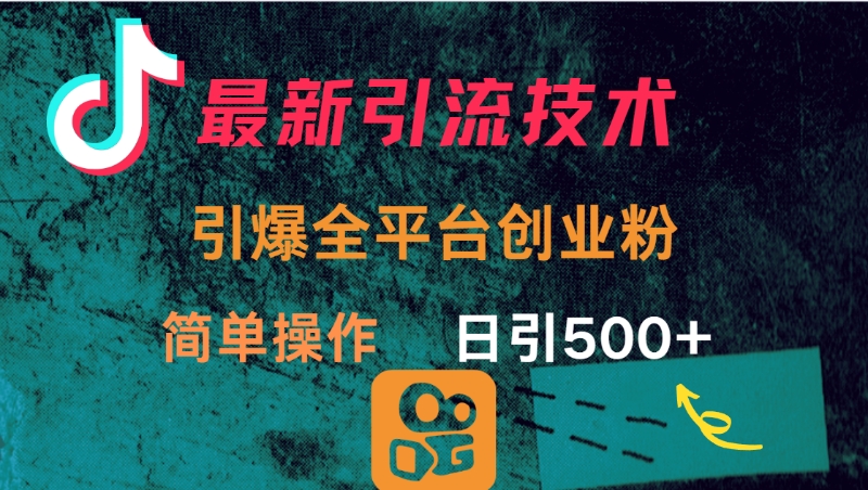 最新引流方法，引爆全平台创业粉操作简单，日引300＋-千一副业